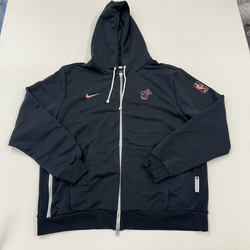 Nike Miami Heat Hoodie Fleece Full Zip Sweater NBA Authentics Men 2XL Engineered